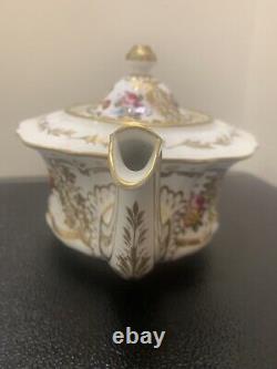 Antique Anglais Victorian Set Thé Pot Crème Bol De Sucre Rococo Porcelaine Théière