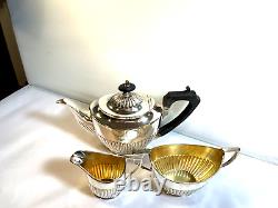 Antique Argent Assiette Elkington & Co Tea Set Victorian Crème Sucre Wash Or