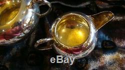 Antique Batchelor Argent Massif 3 Piece Tea Set Teapot Sugar & Cream