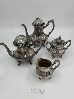 Antique EPCA Lancaster Rose 400 Ensemble de théière et cafetière en argent 4 pièces