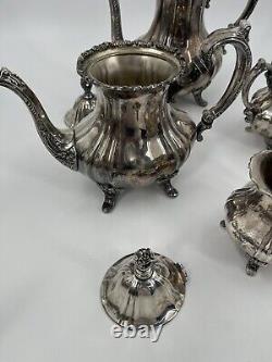 Antique EPCA Lancaster Rose 400 Ensemble de théière et cafetière en argent 4 pièces