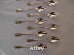 Antique Français Sterling Silver Tea Spoons, Set Of 12, Fin Du 19ème Siècle