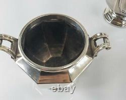 Antique Française Christofle Art Deco Style Silverplate Tea Set Teapot Sugar Cream