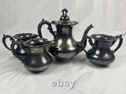 Antique Le Middle Town Silver CO Service à Thé en Argent Silverplate Pot Crème Sucre 1800s 4 Pièces