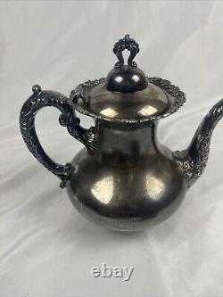 Antique Le Middle Town Silver CO Service à Thé en Argent Silverplate Pot Crème Sucre 1800s 4 Pièces