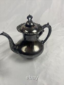 Antique Le Middle Town Silver CO Service à Thé en Argent Silverplate Pot Crème Sucre 1800s 4 Pièces