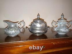 Antique Oatly & Rogers Quad 1250 Silver Tea/cafee Set 3 Pièces