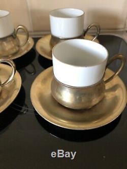 Antique Old Tea Tasses À Café Ensemble De 8 Argent Italienne 800317 Grammespoids Scrap
