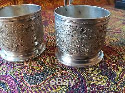 Antique Persian Silver Set Of6 Titulaires De Tasses À Thé