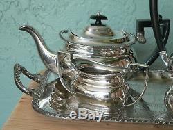 Antique Sheffield Angleterre Crafton Silver Plate Tea Set & Lg Service 1920 Plateau