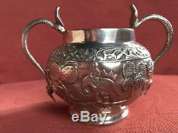 Antique Silver Indian Tea Set. Bombay Argent. 1900. 758 Gms