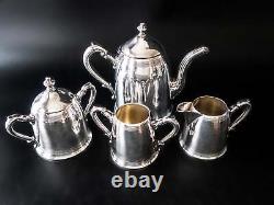 Antique Silver Plate Tea Set Poole Argent Tea Creamer Sugar Waste Bowl