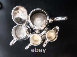 Antique Silver Plate Tea Set Poole Argent Tea Creamer Sugar Waste Bowl