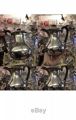 Antique Sterling Argent Massif 4 Pièces Teaset Teapot Suger Bowl Coffee Cup Jug
