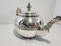 Antique Tiffany & Co Silver Soudé 4 Pcs Tea Set'1880' Avec'm' Print Floral