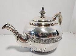 Antique Tiffany & Co Silver Soudé 4 Pcs Tea Set'1880' Avec'm' Print Floral
