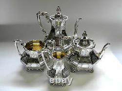 Antique Victorian Silver 4 Piece Tea Set Londres 1852/3 Incl Cafetière