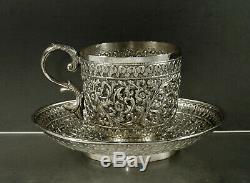 Argent Indian Tea Set Cup & Saucer C1890 Signed