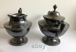 Au Début Des Années 1900 Wallace Bros. Silver Co. 3 Pièces Silver Plate Tea Service Set