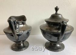 Au Début Des Années 1900 Wallace Bros. Silver Co. 3 Pièces Silver Plate Tea Service Set