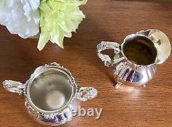 Baroque, Wallace (older Edition)-plaque D'argent-5pc-grand Tray-tea/cafee Set