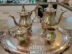 Beautiful Baroque Par Wallace 5pc Silverplate Tea Service Set No Dents No Monos