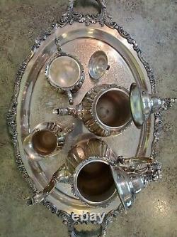 Beautiful Baroque Par Wallace 5pc Silverplate Tea Service Set No Dents No Monos