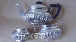 Belle Edwardian Sterling Silver 3 Piece Tea Set 1902