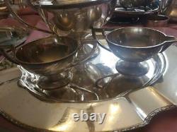 Benedict Silver Plate Co Set De 4 Platter Coffee / Tea Cup Vintage