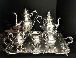 Birmingham Silver Company Tea Set Argent Plaqué Avec Plateau 6 Pièces Vintage Set