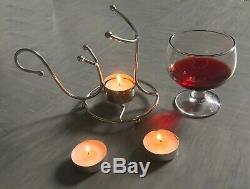 Brandy Set Chaud Avec Verre Brandy Cognac Snifter Argent Avec Lumignon Pub Bar