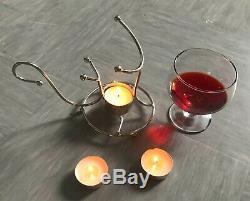 Brandy Set Chaud Avec Verre Brandy Cognac Snifter Argent Avec Lumignon Pub Bar