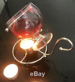 Brandy Set Chaud Avec Verre Brandy Cognac Snifter Argent Avec Lumignon Pub Bar