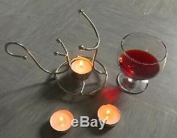 Brandy Set Chaud Avec Verre Brandy Cognac Snifter Argent Avec Lumignon Pub Bar