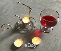 Brandy Set Chaud Avec Verre Brandy Cognac Snifter Argent Avec Lumignon Pub Bar