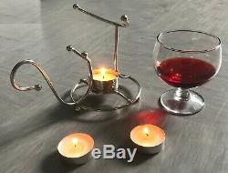 Brandy Set Chaud Avec Verre Brandy Cognac Snifter Argent Avec Lumignon Pub Bar