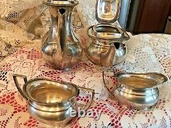 Cheltenham Tea Set Tea & Cafe Pot Sucre & Creamer Plaque D'argent Sheffield