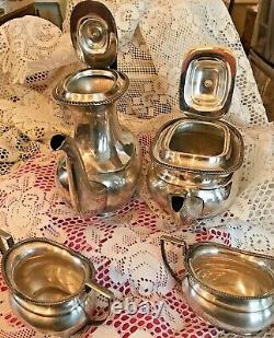 Cheltenham Tea Set Tea & Cafe Pot Sucre & Creamer Plaque D'argent Sheffield