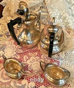 Cheltenham Tea Set Tea & Cafe Pot Sucre & Creamer Plaque D'argent Sheffield