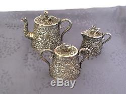 Chinois Export Silver Tea Set Indien Sterling Argent Massif Service A La Chine
