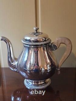 Christofle Gallia Gadrons Tea Set. France Plaque D'argent Brillant 4 Pièces Grand