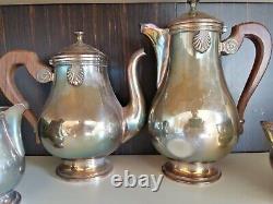 Christofle Plaqué Argent Café Tea Sucre Lait Crème Set 4 France Vendome