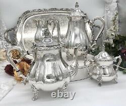 Comtesse Oneida / Webster Wilcox Tea Set Argent Assorti 5 Pièces