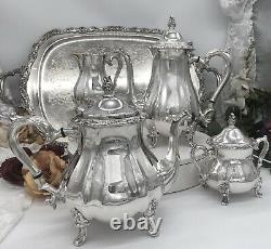 Comtesse Oneida / Webster Wilcox Tea Set Argent Assorti 5 Pièces