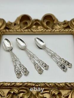 Cuillères à thé en argent sterling continental ancien 800 roses, ensemble EXQUIS de 6 128,2g