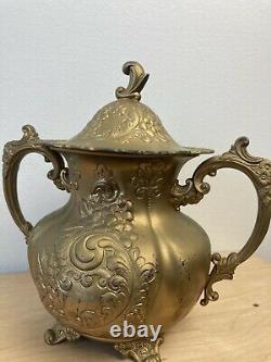 Derby Silver Co. International Quadruple Plate Tea Pot Sugar Set Or Rare Vtg