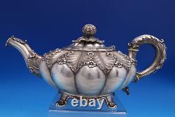Edward Barnard Anglais Georgian Sterling Silver Tea Set 4pc Gourdes 3d (#7502)