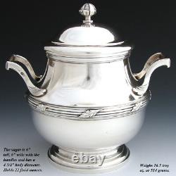 Elegant Antique Anglais Argent Sterling 2pc Café Ou Thé Pot & Sugar Set, Pair