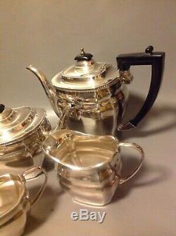 Elkington Anglais Argent Plaque Art Déco Tea & Coffee Set 4 Pc Sheffield Teapot