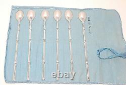 Ensemble De 6 Tiffany & Co. Sterling Silver Ice Tea Spoon, 7 3/4, Bamboo Pattern